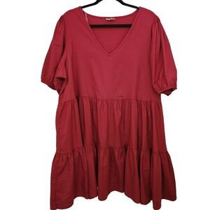 a.n.a A New Approch Womens Casual Short Sleeve VNeck Layered Mini Dress Size XXL